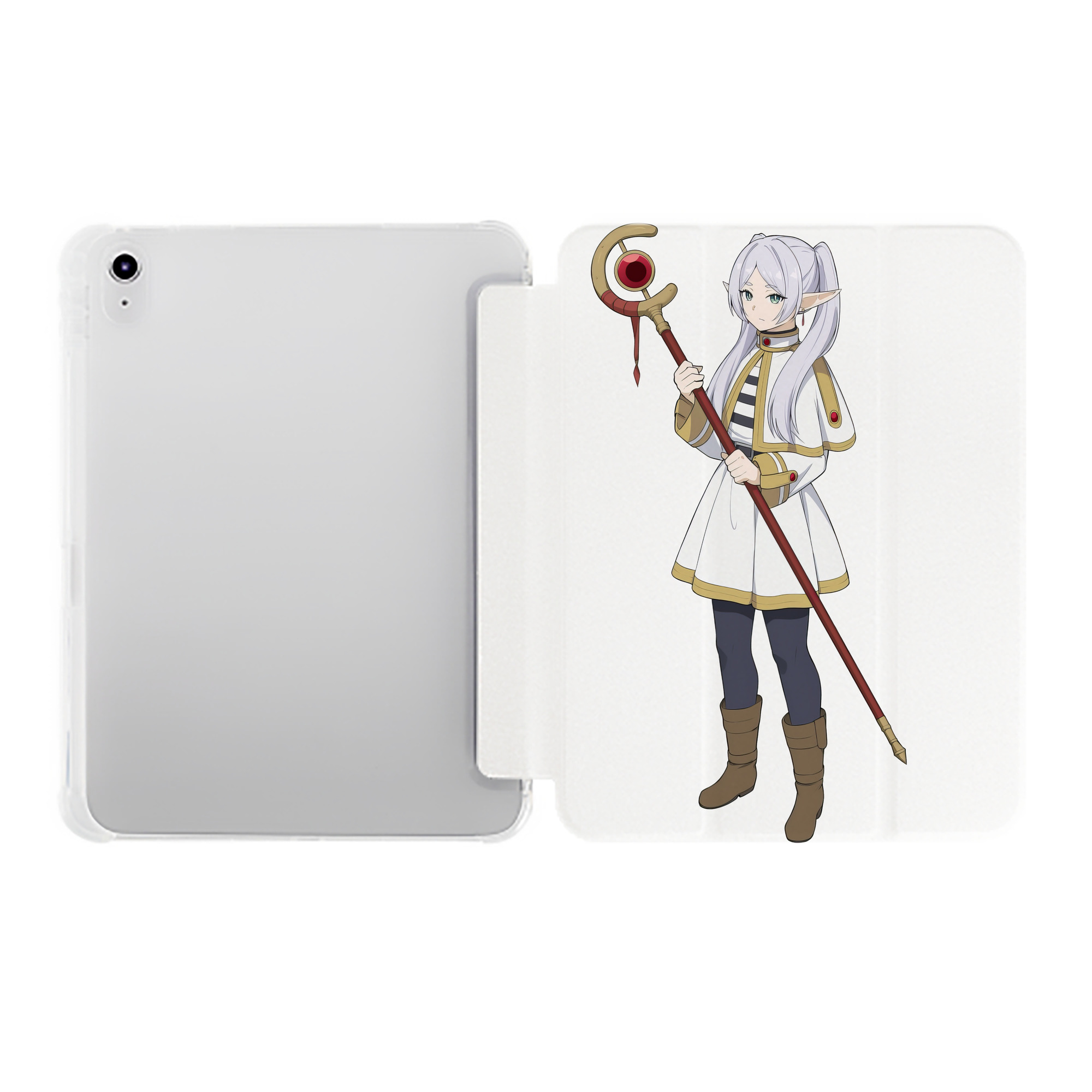 （画像用） 葬送のフリーレン Frieren IPad ケース ペン収納付き 三つ折りスタンド PUレザー×シリコン 対応機種9.5/10.5/10.9インチ